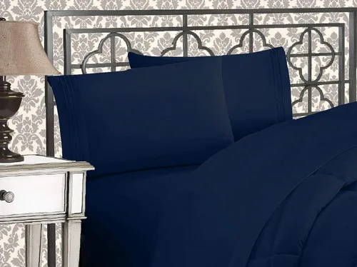 Miniatura 12 de Elegante juego de cómodas sábanas para cama de 1500 hilos resistente a arrugas y a la decoloración, calidad egipcia de lujo ultrasuave de 4 piezas