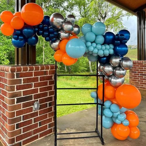 Miniatura 3 de Globos azules y naranjas, globos azul marino verde azulado de 12 pulgadas con globo plateado metálico para niños y niñas, cumpleaños, Acción