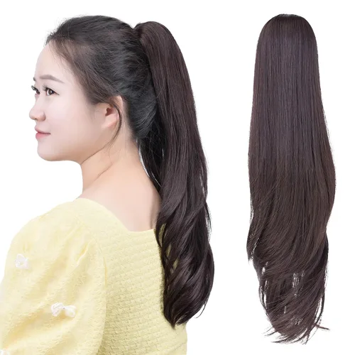 Miniatura 23 de Extensión de cola de caballo negra con clip de garra, ondulada, 10 pulgadas, 3.5 onzas, sintético, como verdaderos, postizos, para mujer, Yaki