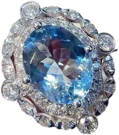 Anillo de compromiso eterno de plata de ley 925 con zafiro oceánico, anillos de circonita cúbica, anillos de diamantes para mujeres, hallazgos de