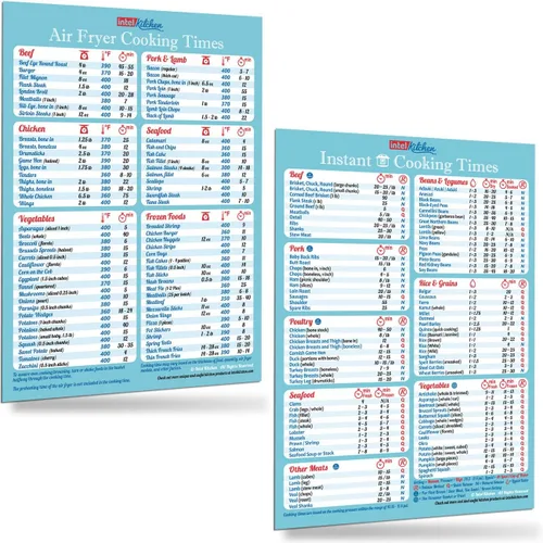 Miniatura 8 de Imán con información de tiempo de cocina de freidora de aire, de 8 x 11 pulgadas, para cocina, recetas para freír, libro de cocina, fácil de leer