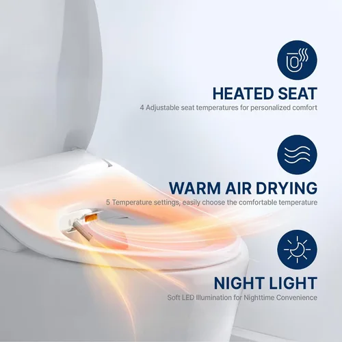 Miniatura 2 de Inus R32 - Asiento de inodoro eléctrico con calefacción y bidé alargado, agua caliente, asiento de inodoro de bidé con agua caliente de lujo