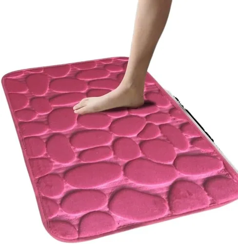 Miniatura 5 de Alfombra antideslizante de Baño De Franela Gruesa Antideslizante, Almohadilla De Espuma Viscoelástica, Adoquín En Relieve, Alfombra De Suelo De