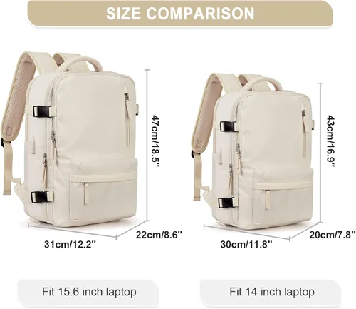 Miniatura 5 de WONHOX - Mochila grande, aprobada para vuelo, unisex, para viajes, trabajo, negocios o laptop, A2-beige A20-beige
