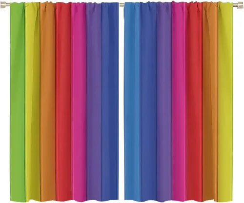 Miniatura 95 de Cortinas opacas abstractas de arco iris, pintura de color arcoíris con gotas, diseño gráfico creativo con bolsillo para barra, para sala de estar