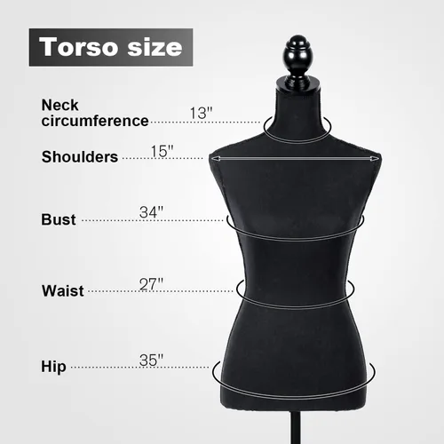 Miniatura 7 de HCY Maniquíes femeninos forma de vestido de torso para exhibición, maniquí de cuerpo de maniquí, soporte de maniquí de 60 a 67 pulgadas de altura