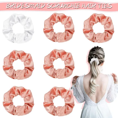 Miniatura 3 de Flutesan 7 Pairs Bridesmaid Heart Sunglasses 7 Pcs Satin Scrunchies Hair Ties for Women Wedding Bachelorette Black White Party Favors
