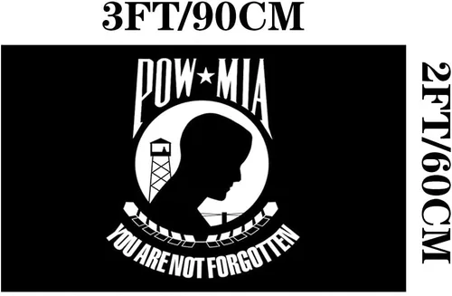 Miniatura 7 de Jayus Banderas militares Pow Mia de doble cara de 2 x 3 pulgadas para exteriores, nailon resistente 320D Pow You Are Not Forgotten Prisoner of War