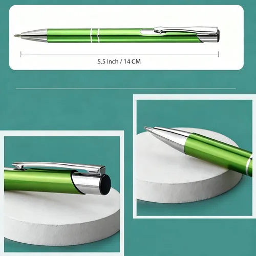 Miniatura 4 de Bolígrafo personalizado de tinta negra para eventos, ferias comerciales, paquete de 50 Verde