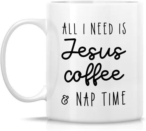 Miniatura 64 de Retreez Taza divertida – This Girl Runs on Coffee + Jesus - Tazas de café de cerámica de 11 onzas – Divertido, sarcasmo, sarcástico, motivacional