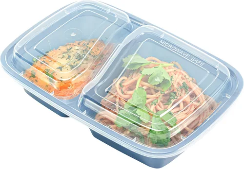 Miniatura 22 de Asporto - Cajas para llevar con compartimentos de 32 onzas, 50 recipientes para preparar comidas para microondas, 2 compartimentos, con tapas