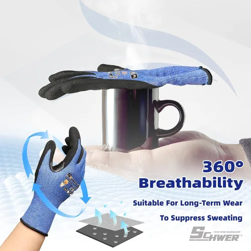 Miniatura 4 de Schwer A4 AIR-SKIN - Guantes de trabajo resistentes a los cortes con extremadamente ligeros y delgados, guantes de agarre para pesca, trabajo