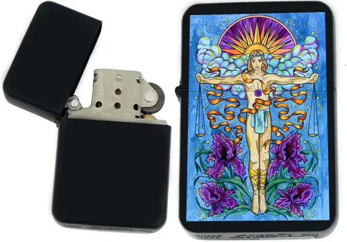 Miniatura 6 de Signos del zodiaco, símbolos del horóscopo, colección de iconos de astrología, infinito negro mate a prueba de viento, encendedores (Virgo) - Regalo