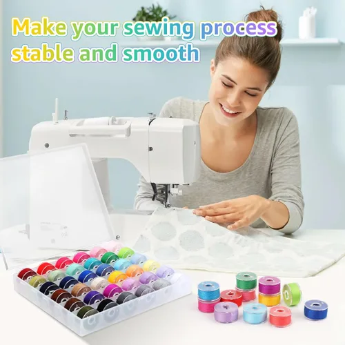 Miniatura 5 de 36 bobinas e hilos de coser preenrollados con estuche, aguja y enhebrador para Babylock Singer Janome Brother Máquina de coser múltiple