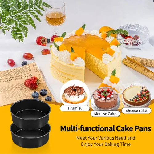 Miniatura 8 de P&P CHEF - Juego de moldes para pasteles antiadherentes de 6 pulgadas, 2 piezas, moldes redondos para hornear pasteles para tier smash, no tóxicos