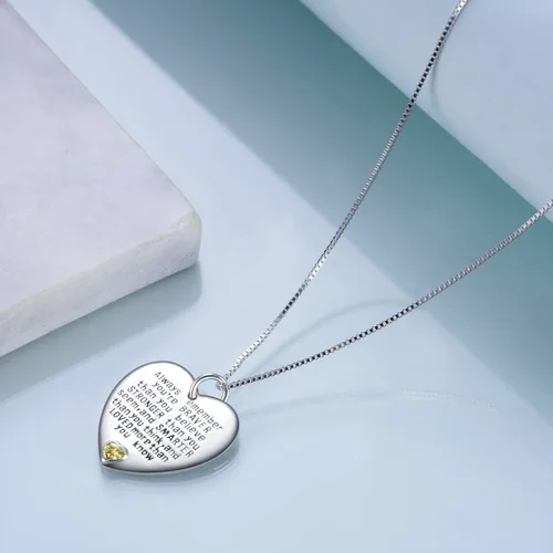 Miniatura 2 de YFN Collar con colgante de plata de ley Always Remember You are Braver Than You Believe Jewelry, Circonia cúbica