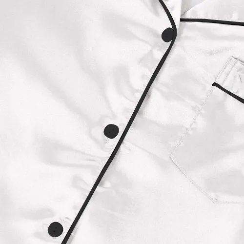 Miniatura 3 de LYANER Pijama de seda satinada para mujer, camisa de manga corta con botones y pantalones cortos