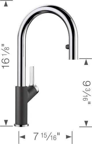 Miniatura 6 de BLANCO Diamond SILGRANIT - Fregadero de cocina súper individual con grifo de cocina desplegable Urbena a juego de color, color antracita