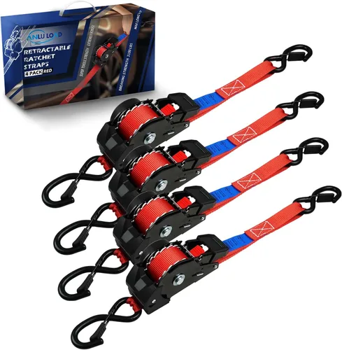 Miniatura 8 de ANLULOAD - Correa de trinquete retráctil (1 pulgada x 9.8 pies), correa de amarre de trinquete para motocicletas, barcos, cuatrimotos, Utvs.W.L.L