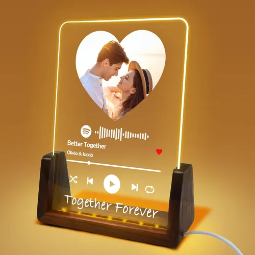 Miniatura 13 de Placas de música escaneables de acrílico personalizadas, marco de fotos, marco de fotos, regalos para ella, él, esposa, marido, amante, cubierta