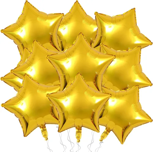 Miniatura 11 de Globos de papel de aluminio con forma de estrella de arena beige, marrón y blanco, 10 globos de Mylar en forma de estrellas de 18 pulgadas