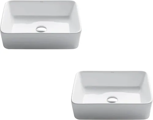 Miniatura 13 de KRAUS Elavo C-KCV-121-1200MB - Lavabo de baño de cerámica rectangular de porcelana blanca moderna de 19 pulgadas y grifo Arlo negro mate con drenaje