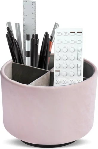 Miniatura 69 de Organizador Redondo de Cuero para Suministros de Arte, Soporte para Control Remoto, Rotación de 360 Grados, Soporte Multifuncional para Lápices