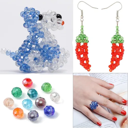 Miniatura 5 de Cuentas facetadas de cristal de color AB (azul rey), cuentas facetadas Rondelle surtidas, suministros variados, cuentas sueltas espaciadoras