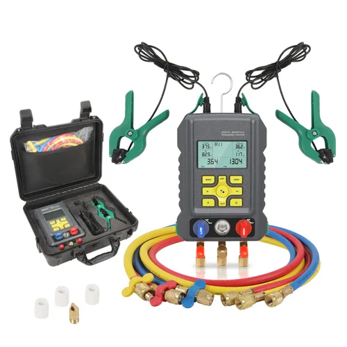 Miniatura 10 de Calibradores HVAC Juego de medidor de colector digital presión y temperatura dual prueba 89 calibradores de refrigerante R22 R134A R410A kit