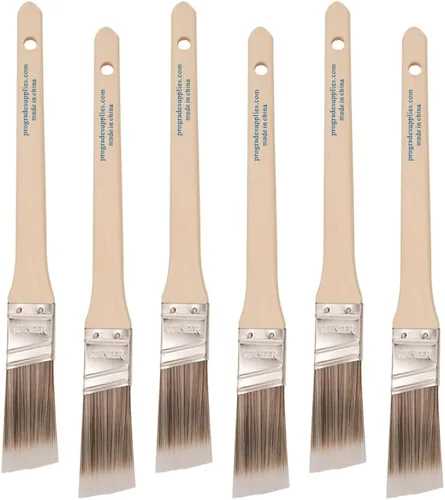 Vermeer Pinceles de pintura – Paquete de 6 – Brochas de banda angular de 1 pulgada para todo el látex y pinturas al óleo y manchas – Mejoras para el