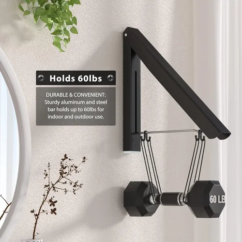 Miniatura 5 de Estante de secado plegable para montar en la pared, colgador de ropa retráctil, percheros de secado de aluminio para el hogar, organizador