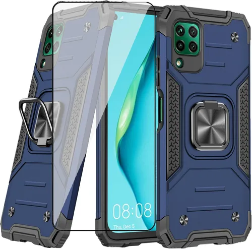 Miniatura 10 de Asuwish Funda compatible con Huawei P40 Lite y protector de pantalla de vidrio templado, accesorios para celda, soporte de anillo, fundas Negro
