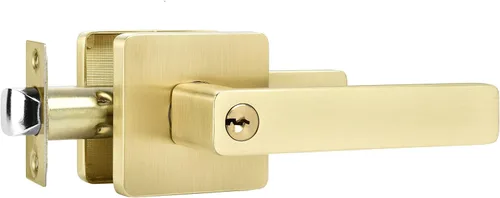 Miniatura 11 de Leydebong - Paquete de 4 picaportes resistentes para entrada con llave, manija dorada, llaves iguales/combo con llave, reversible para la izquierda
