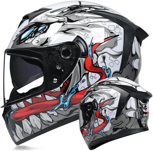 Miniatura 9 de Casco de motocicleta de cara completa unisex para adultos, aprobado por DOT, para motocicleta, ciclomotor, bicicleta de calle, carreras, casco
