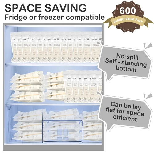 Miniatura 6 de 600 bolsas de almacenamiento de leche materna de 7 onzas, bolsas de leche materna para lactancia materna, almacenamiento de leche materna autónoma