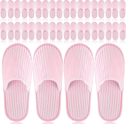 Miniatura 9 de Panitay 20 pares de pantuflas de spa reutilizables para invitados, lavables con triple capa de forro polar coral para el hogar, interiores, hoteles