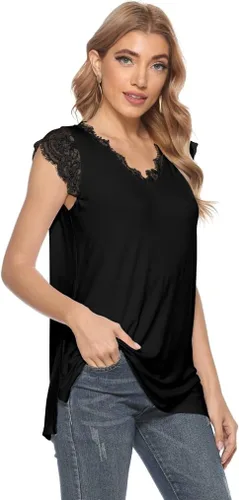 Miniatura 3 de Camiseta sin mangas Poetsky con cuello en V, holgada, informal, sin mangas, con corte lateral, para mujer