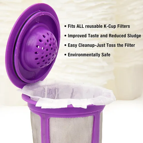 Miniatura 5 de Delibru K Cup - Filtros de papel desechables, paquete de 100 unidades, se adaptan a todas las cápsulas de café reutilizables, filtros de café