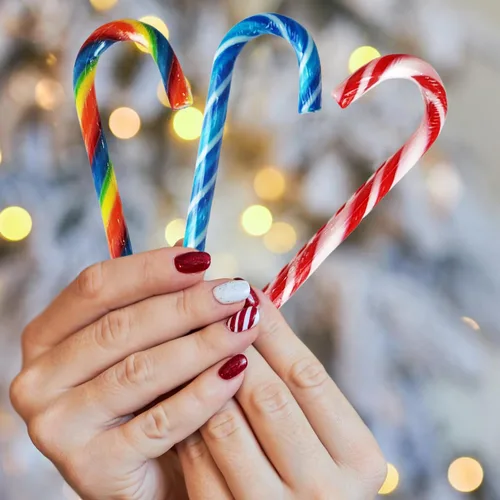 Miniatura 7 de Bastones de Caramelo de Navidad Tutti Frutti, Menta Azul/Blanca, Mezcla de Sabores de Cereza Roja y Blanca - Bastones de Caramelo a Granel Envueltos