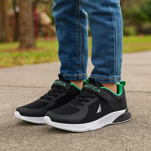 Miniatura 7 de Nautica Tenis deportivos para niños y jóvenes, con diseño elástico de una sola correa, tallas para niños pequeños y grandes, rendimiento