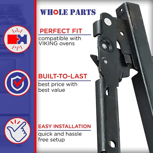 Miniatura 4 de Bisagra para puerta de horno Whole Parts mejorada (negro) Parte # PC020007 [versión mejorada más fuerte], repuesto y compatible con algunos hornos