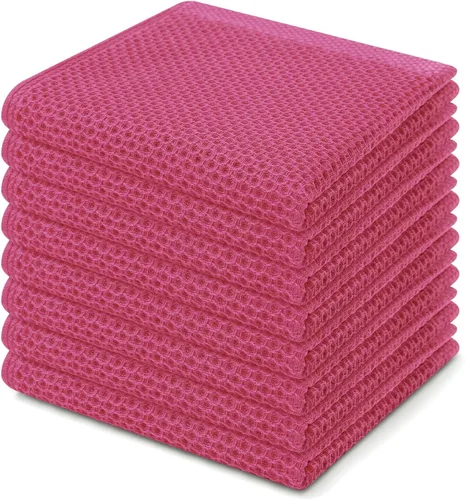 Miniatura 9 de Homaxy Paños de cocina de 100% algodón con tejido de gofre, ultra suaves, absorbentes, de secado rápido, 12 x 12 pulgadas, paquete de 6, amarillo