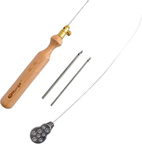 Miniatura 7 de Nurge Kit de agujas perforadoras de alta calidad, tubos de metal de 0.16 a 0.18 pulgadas y mango de madera para principiantes adultos, herramientas