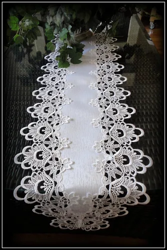 Miniatura 3 de 65 "Lace Dresser Bufanda Camino de mesa Flor Blanca Europeo Mantel Mantel