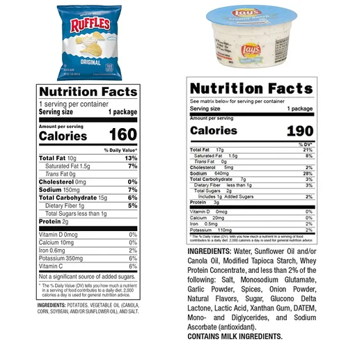 Miniatura 6 de Ruffles Original & Lays Creamy Ranch - Paquete variado, porciones de una sola porción, 24