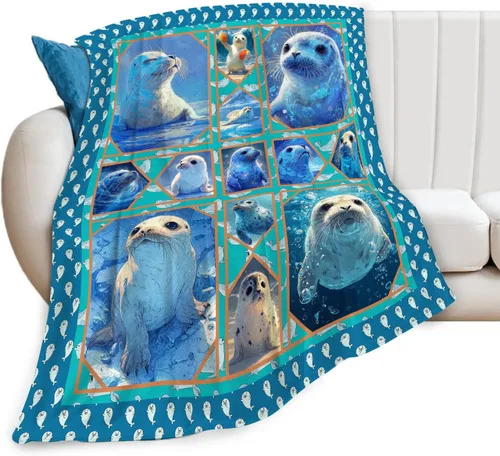 Miniatura 7 de Manta de Foca del Océano, Regalos de Focas para Niños, Niñas, Adultos, Mujeres y Hombres, Suave, Acogedora, Cálida, Felpa Esponjosa, Mullida