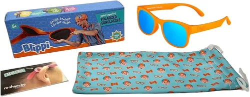 Miniatura 3 de Blippi Gafas de sol espejadas, flexibles, polarizadas, color naranja para niños con lentes espejadas azules