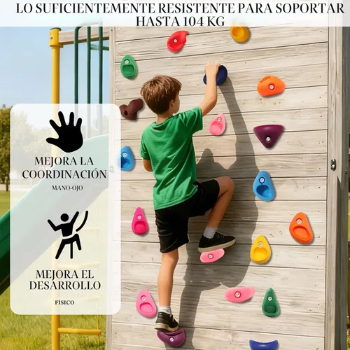 Miniatura 4 de Juego de 32 soportes para escalada en roca para niños, agarres de pared para escalada en roca, juego de pared para interiores y exteriores, juego