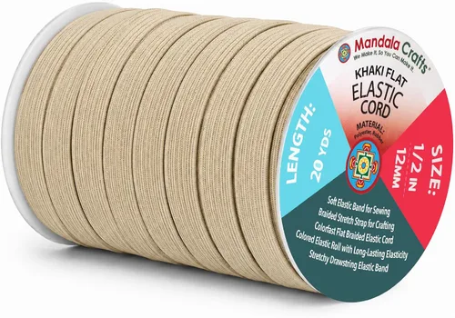 Miniatura 196 de Mandala Crafts - Rollo de cordón elástico plano para costura y manualidades Blanco