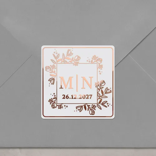 Miniatura 3 de Calcomanías de boda con monograma personalizadas, etiquetas cuadradas de iniciales personalizadas para invitaciones, sellos de sobre, recuerdos